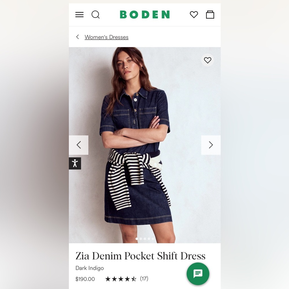 Boden denim shift Dress size 10 EUC